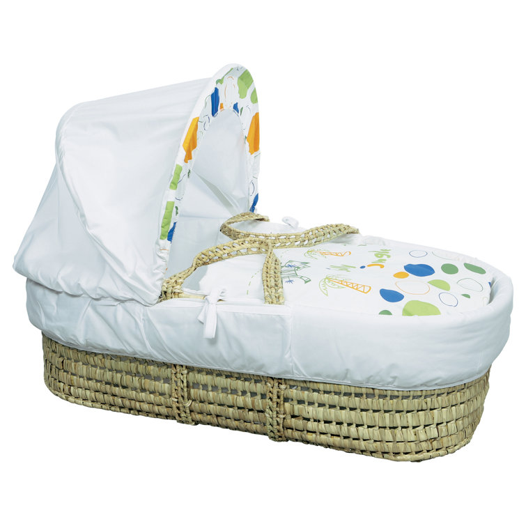 Kinder Valley White/Green/Blue Print Cotton Blend Moses Basket Bedding ...